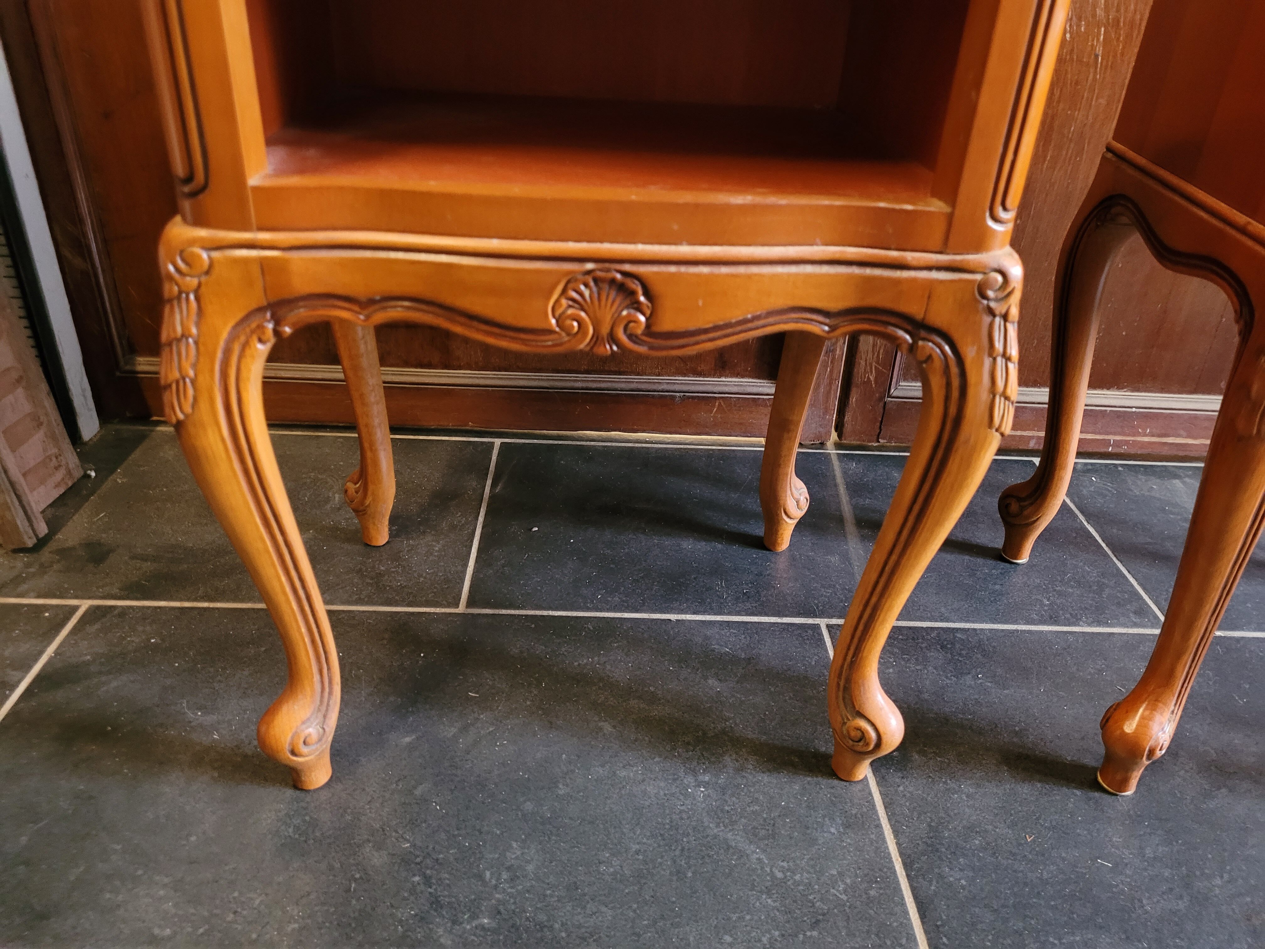Pair of Louis XV style cherry bedside table