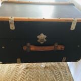 Wooden and leather suitcase