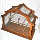 Large vintage wooden birdcage with metal mesh - Handmade 1960s