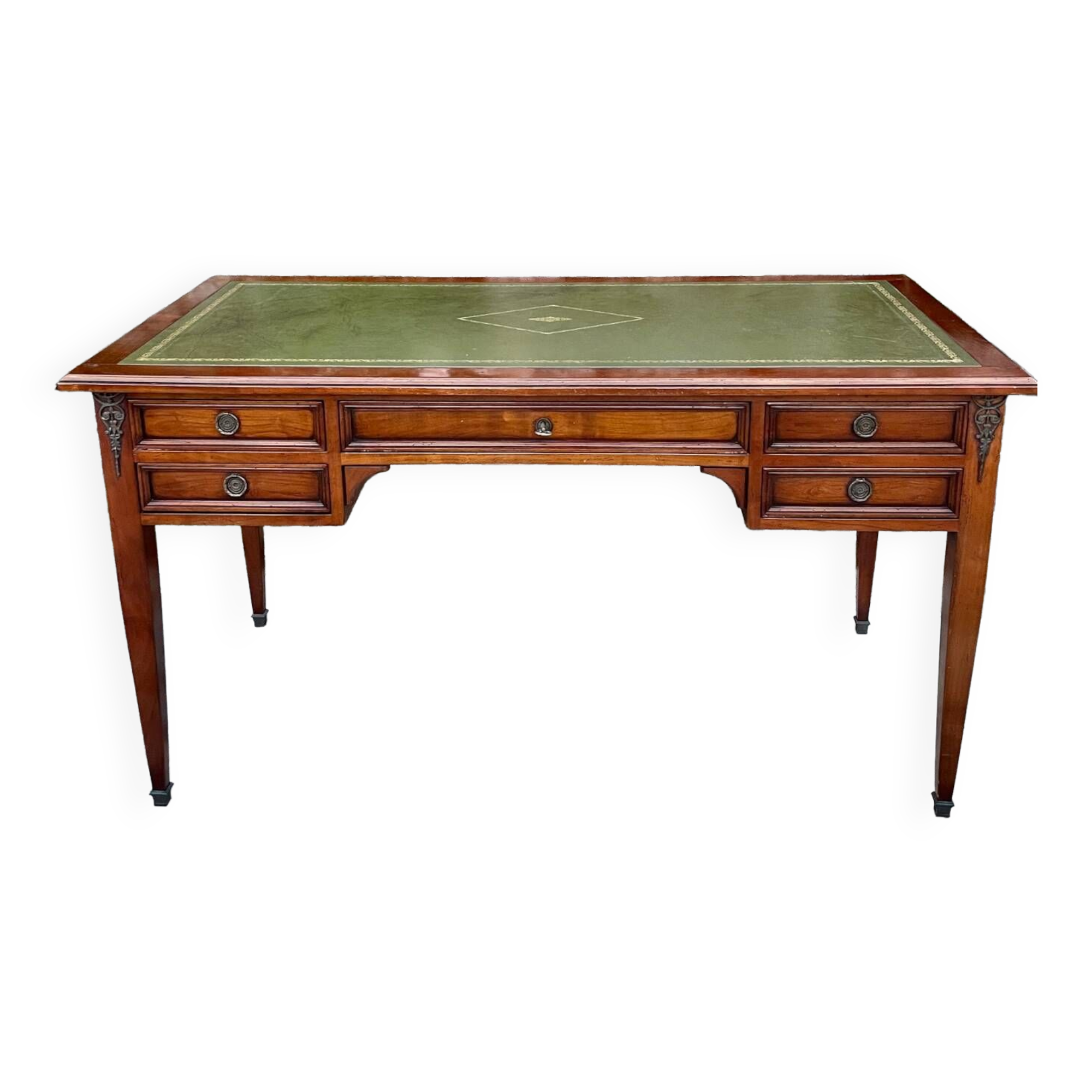 Elegant Louis XVI style mahogany flat desk from the 20th century