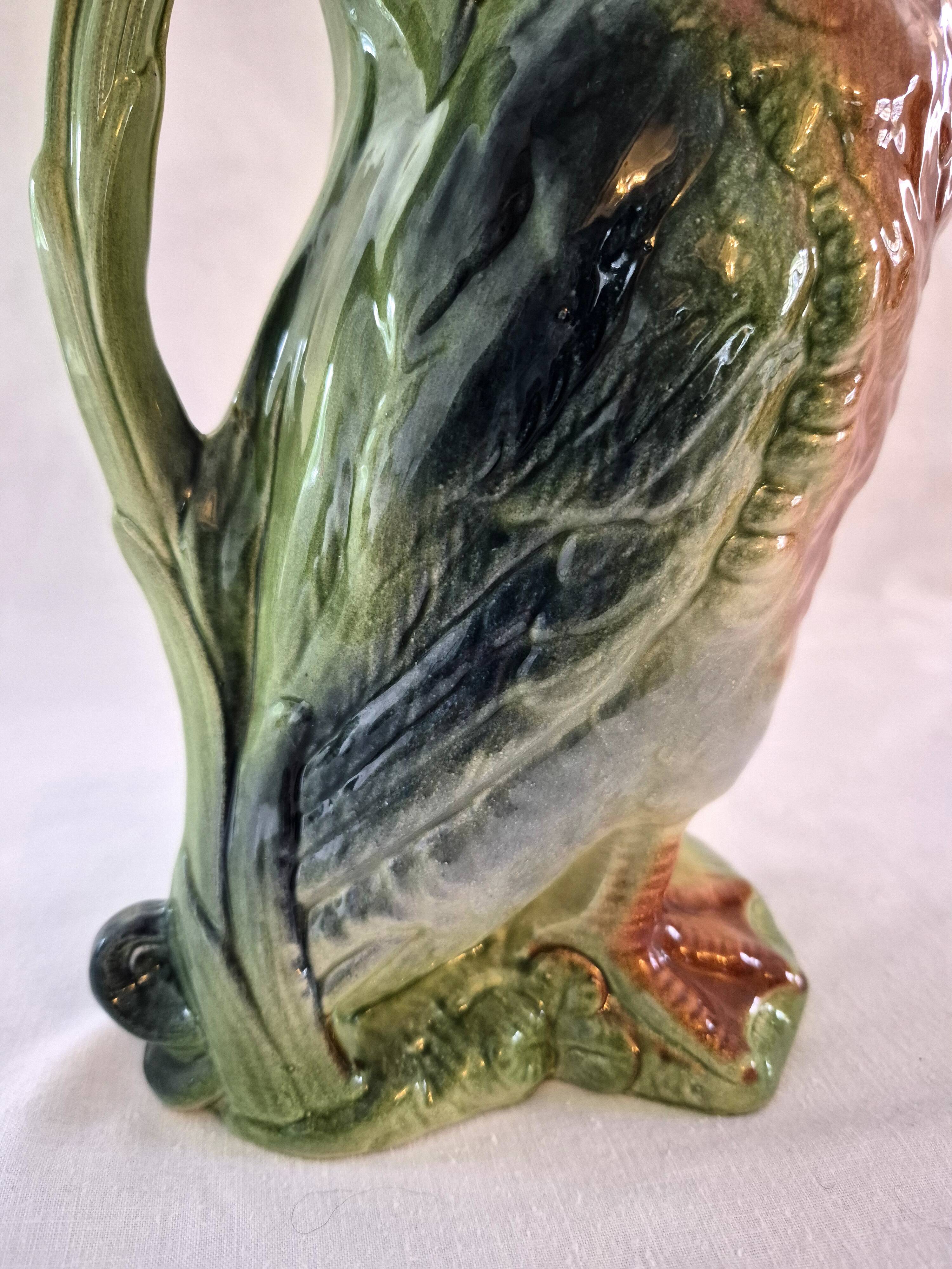 Zoomorphic pitcher barbotine Saint Clément Mallard Duck A028