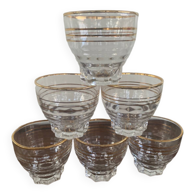 6 petits verres dorés