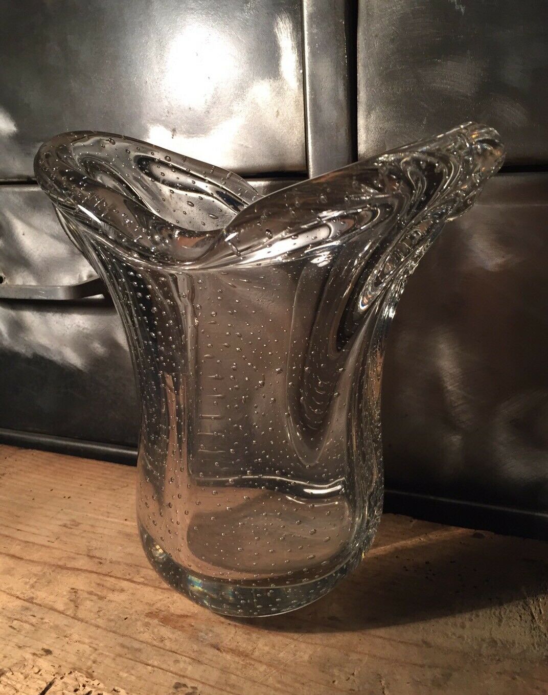 Bubbled blown glass vase Val St Lambert