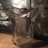 Bubbled blown glass vase Val St Lambert