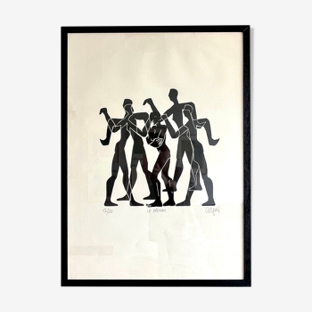 Le solitaire, lithograph signed by Hansjorg Gisiger