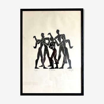 Le solitaire, lithographie signée d'Hansjorg Gisiger