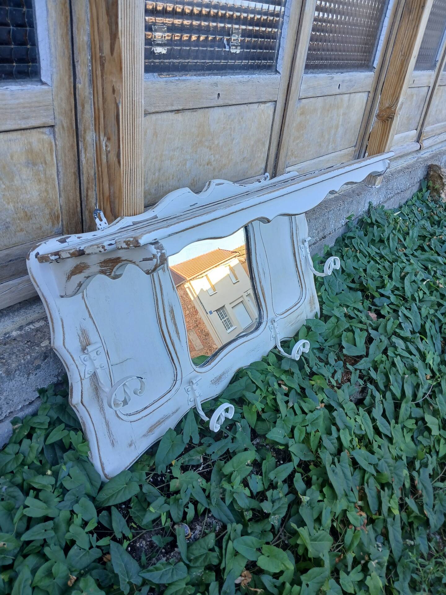 Vintage wooden wall coat rack
