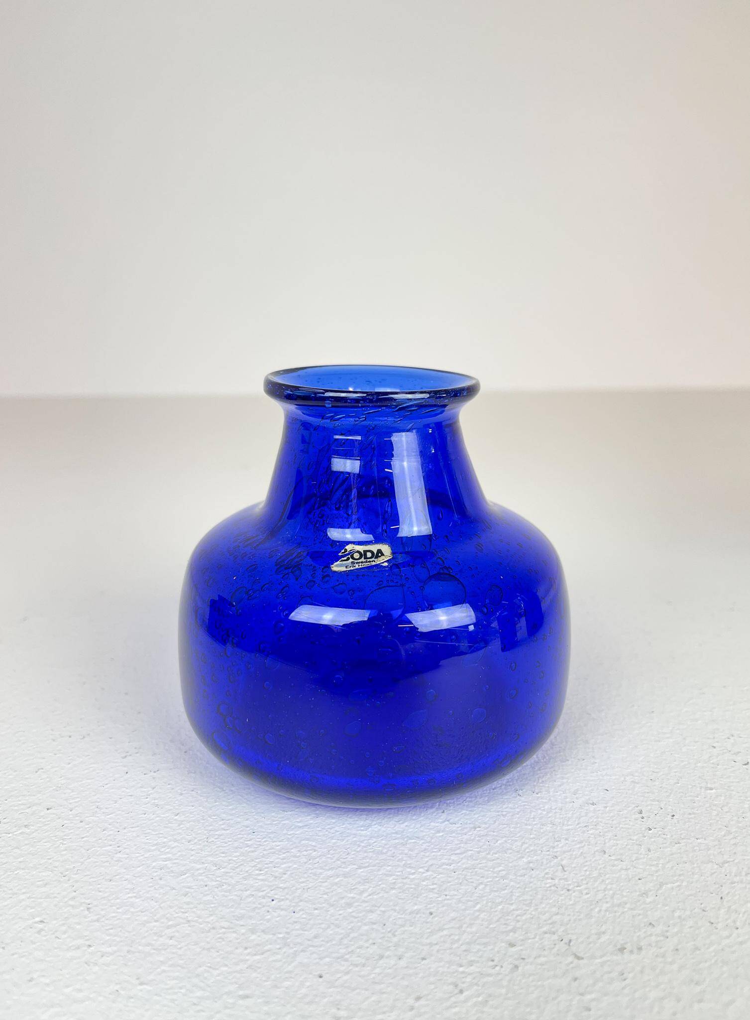 Midcentury Collection of Five Blue Vases by Erik Hoglund, Sweden, 1960s