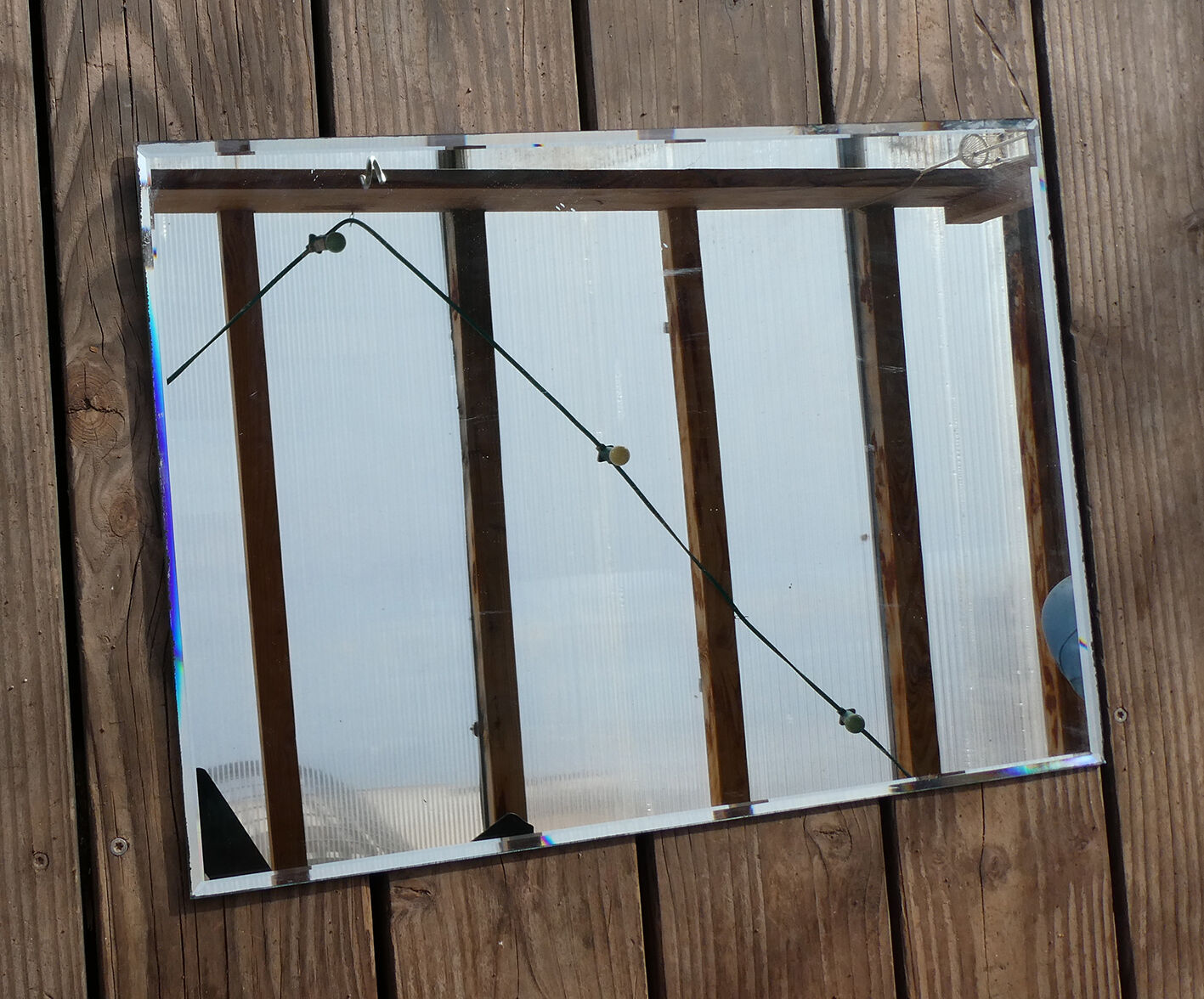 Old rectangular bevelled mirror 54 x 39 cm