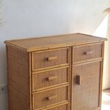 Vintage rattan chest of drawers