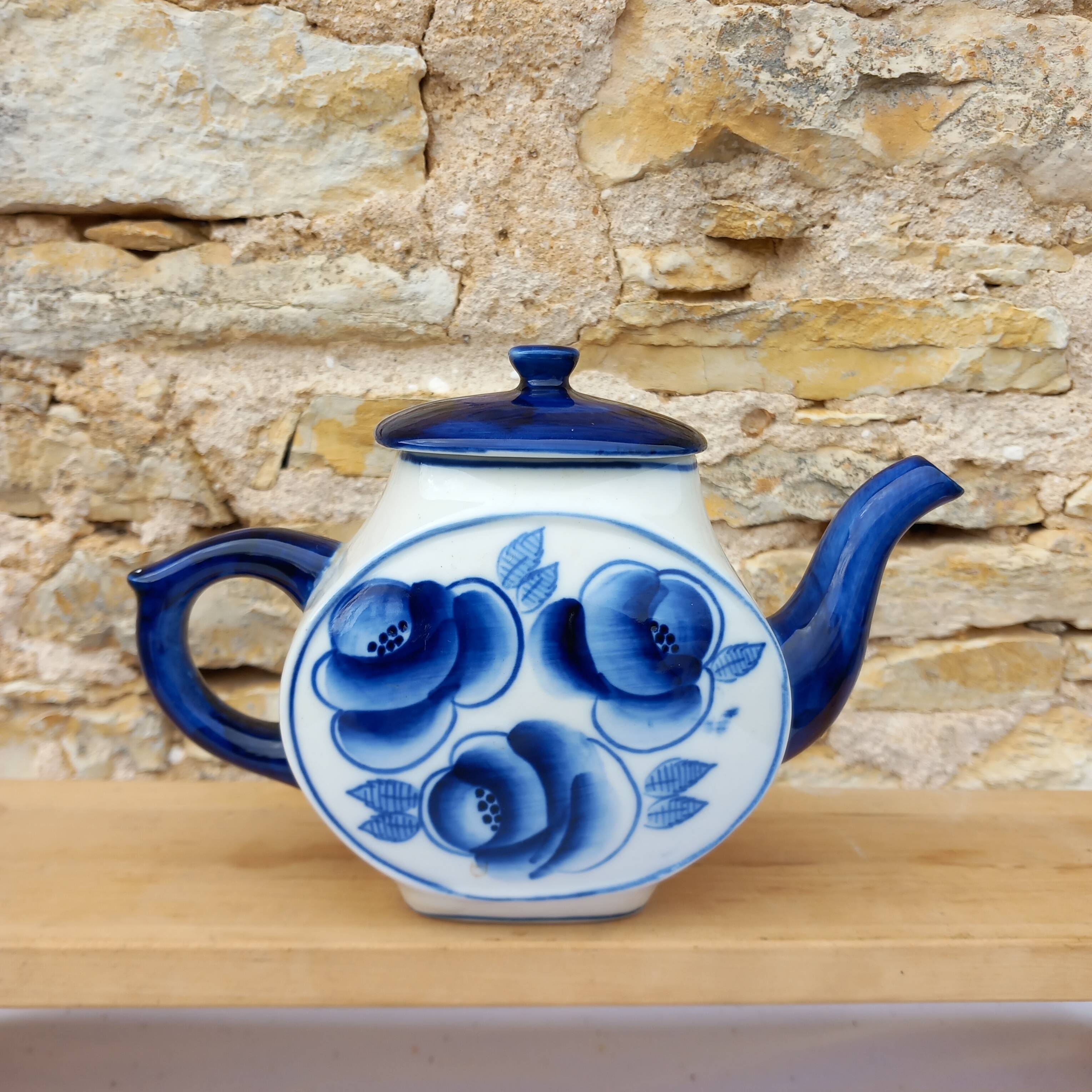 Vintage Russian porcelain teapot Gzhel