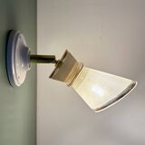 Vintage tulip wall light in white and gold frosted glass