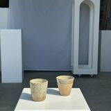 Set of 2 cups in Indonesian ceramic (brown & speckled glazed matte)