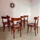 Set of 6 vintage 70s curved varnished wood bistro chairs