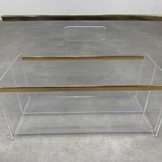 Plexiglas and brass magazine door 70s Hollywood Regency style