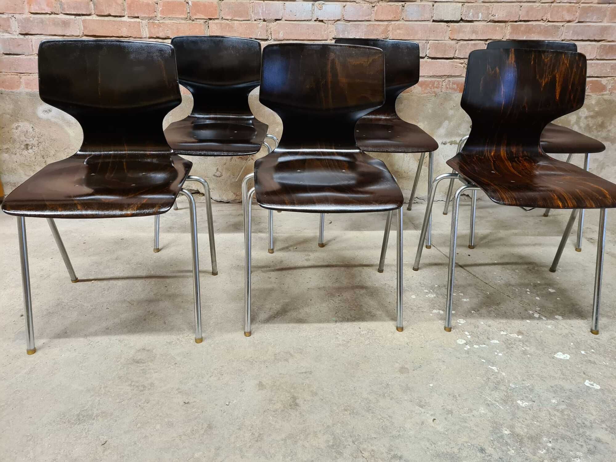 Set of 6 vintage stackable chairs pagwood Flötotto