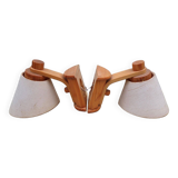 2 vintage pine wall light fixtures