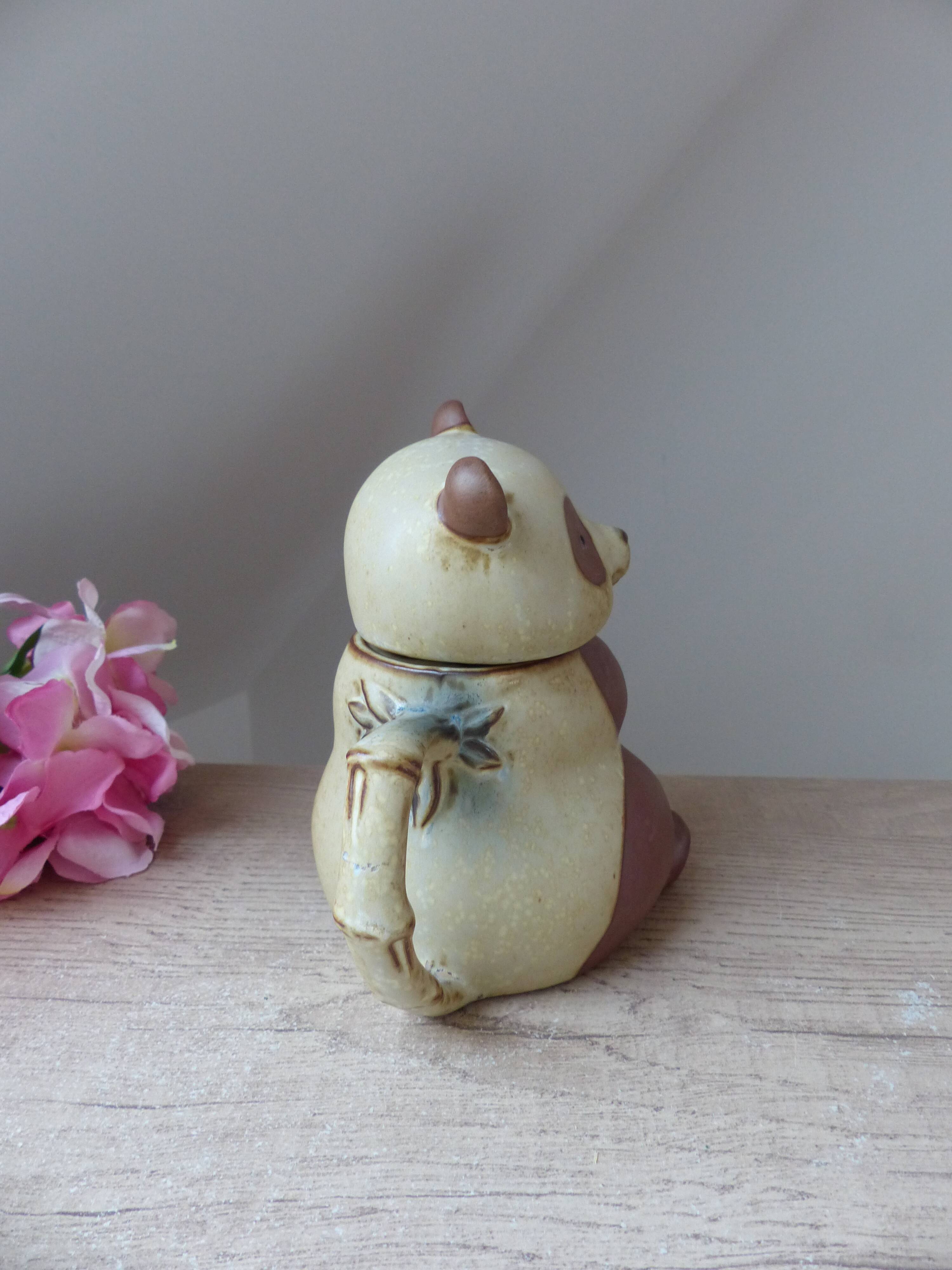 Vintage Authentic Zoomorphic Panda Teapot in Japanese Stoneware