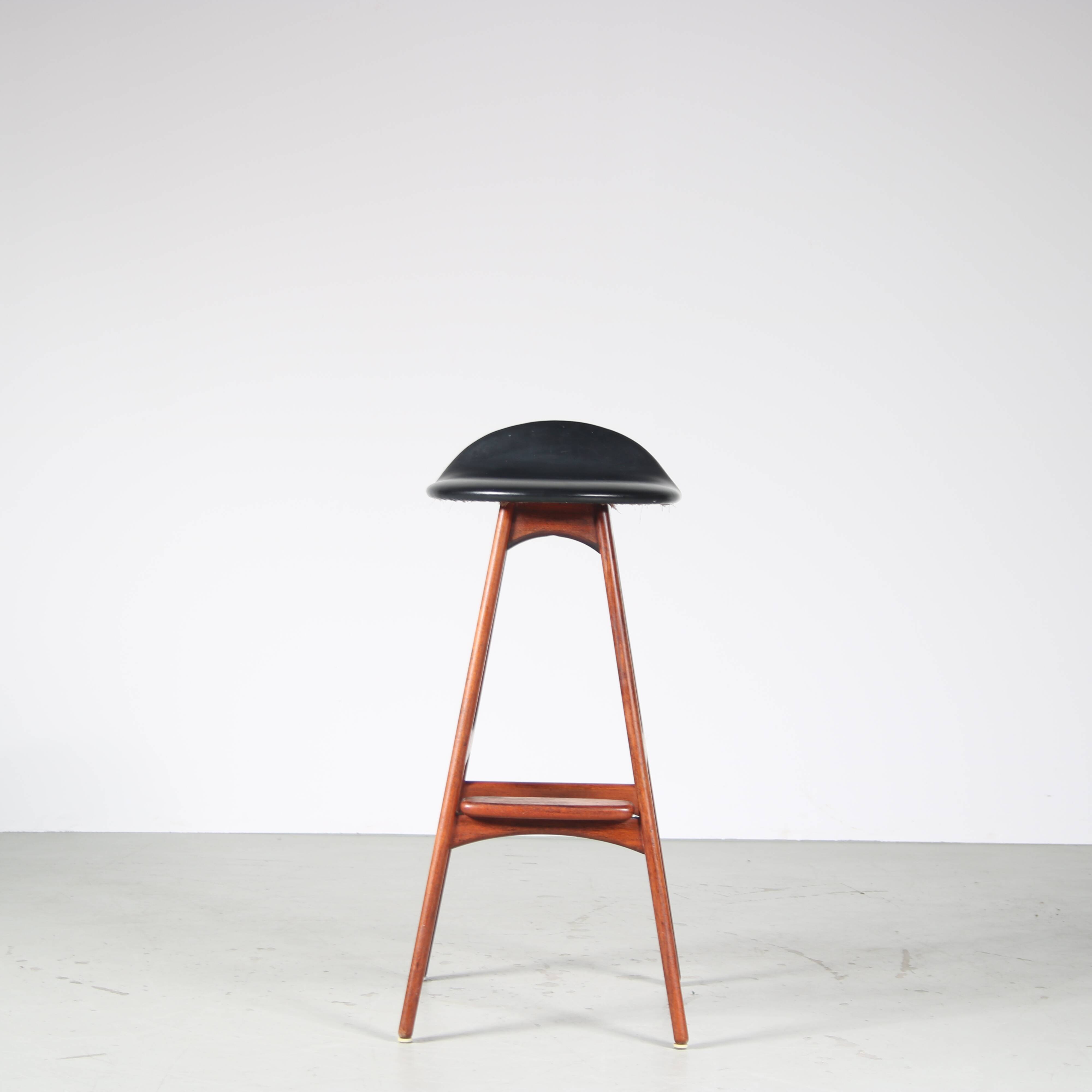 1960s Bar stool by Erik Buch for O.D. Mobler in Denmark