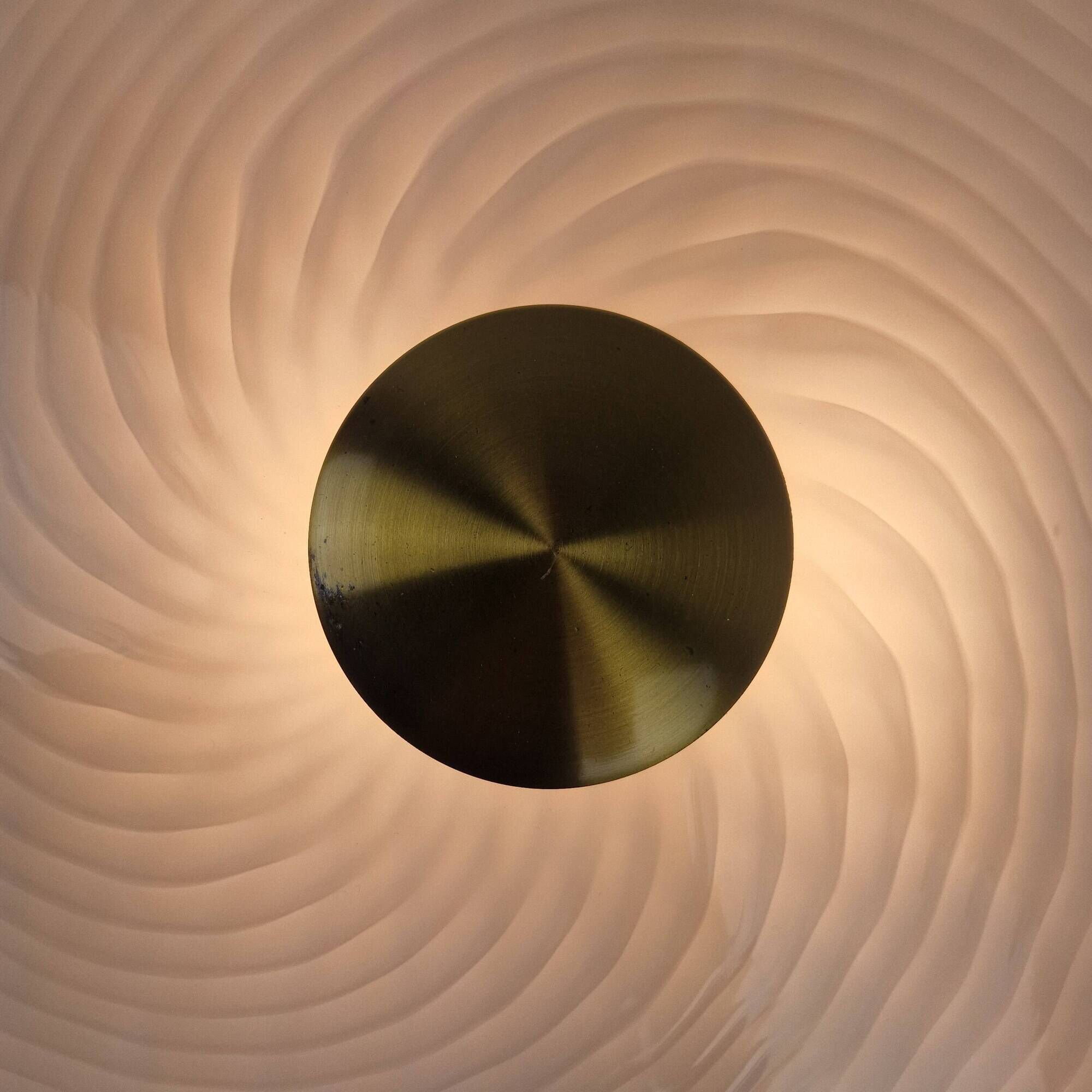 Large Mid-Century Italian Murano Swirl Glass Flush Mount, 1970s