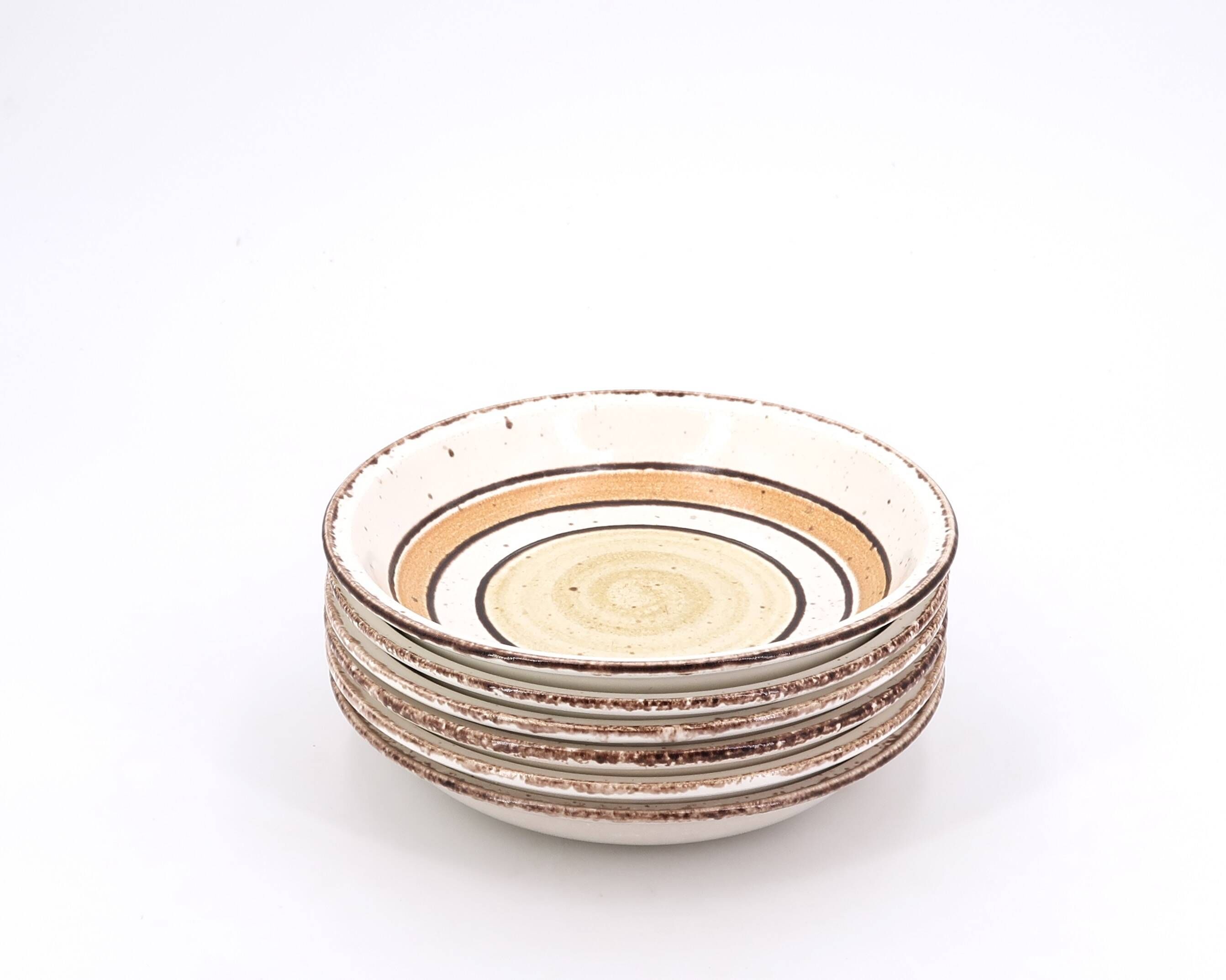 Six soup plates in Gien earthenware, Etna model, 1970s