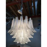 Murano Glass Sputnik Chandelier With Clear "Seghettata" Italian Glass