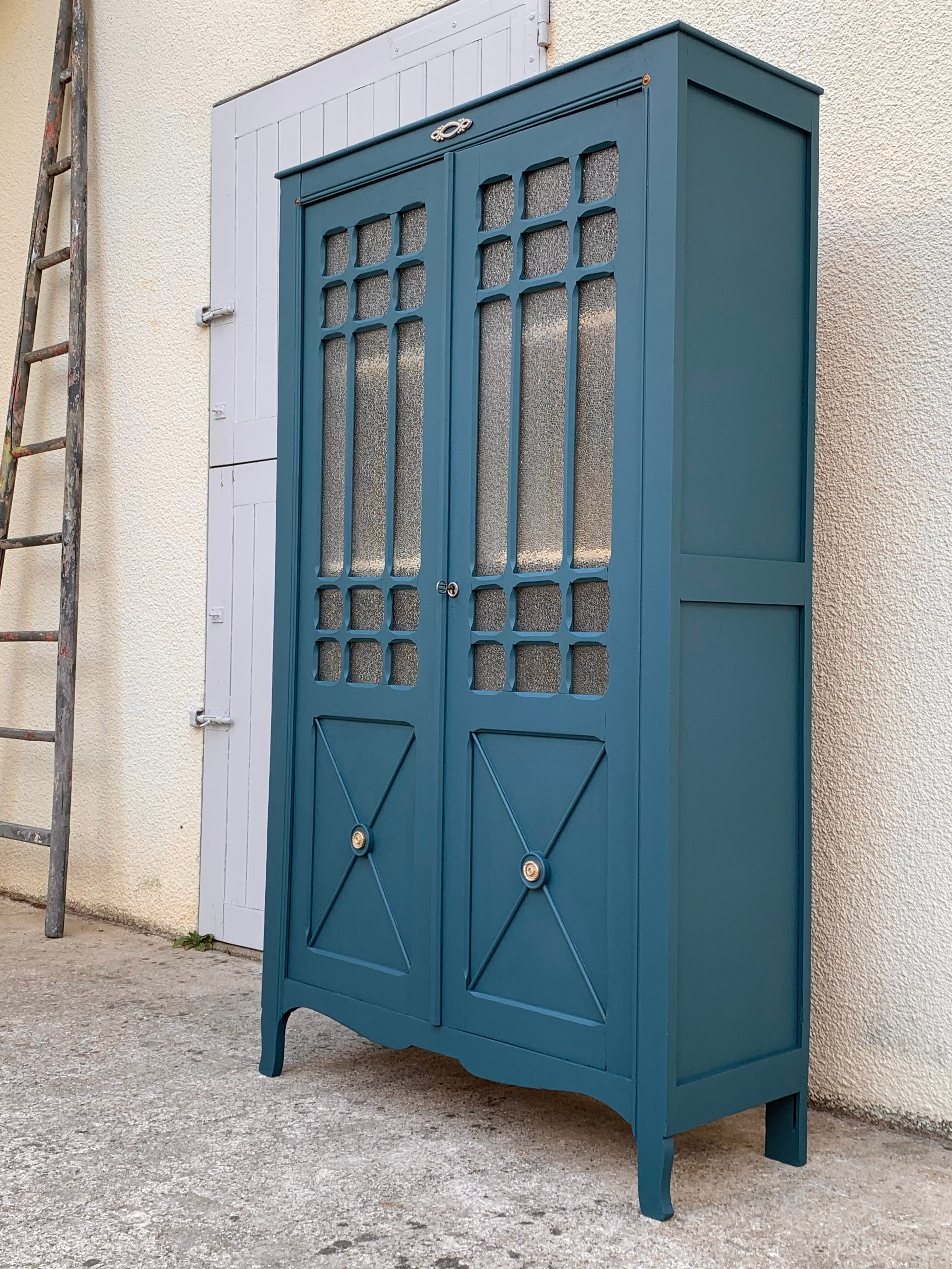 Glass-glazed Parisian wardrobe 1950