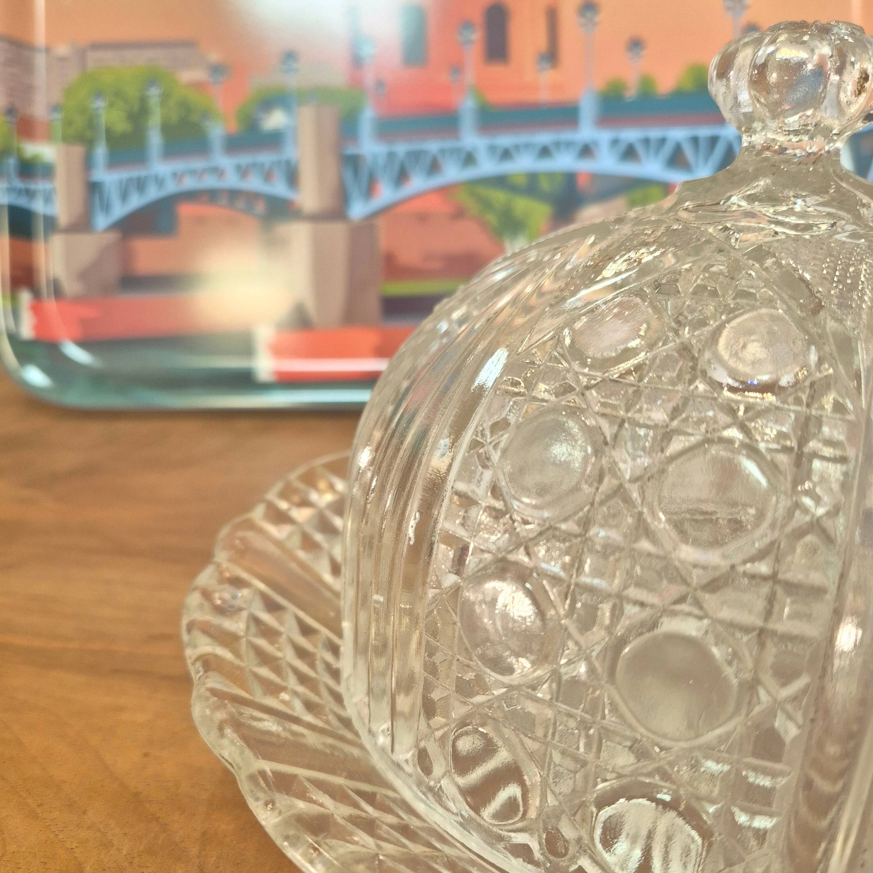 Antique glass cheese dome