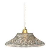 Suspension abat-jour vintage en verre travaillé - collection vaisselle -