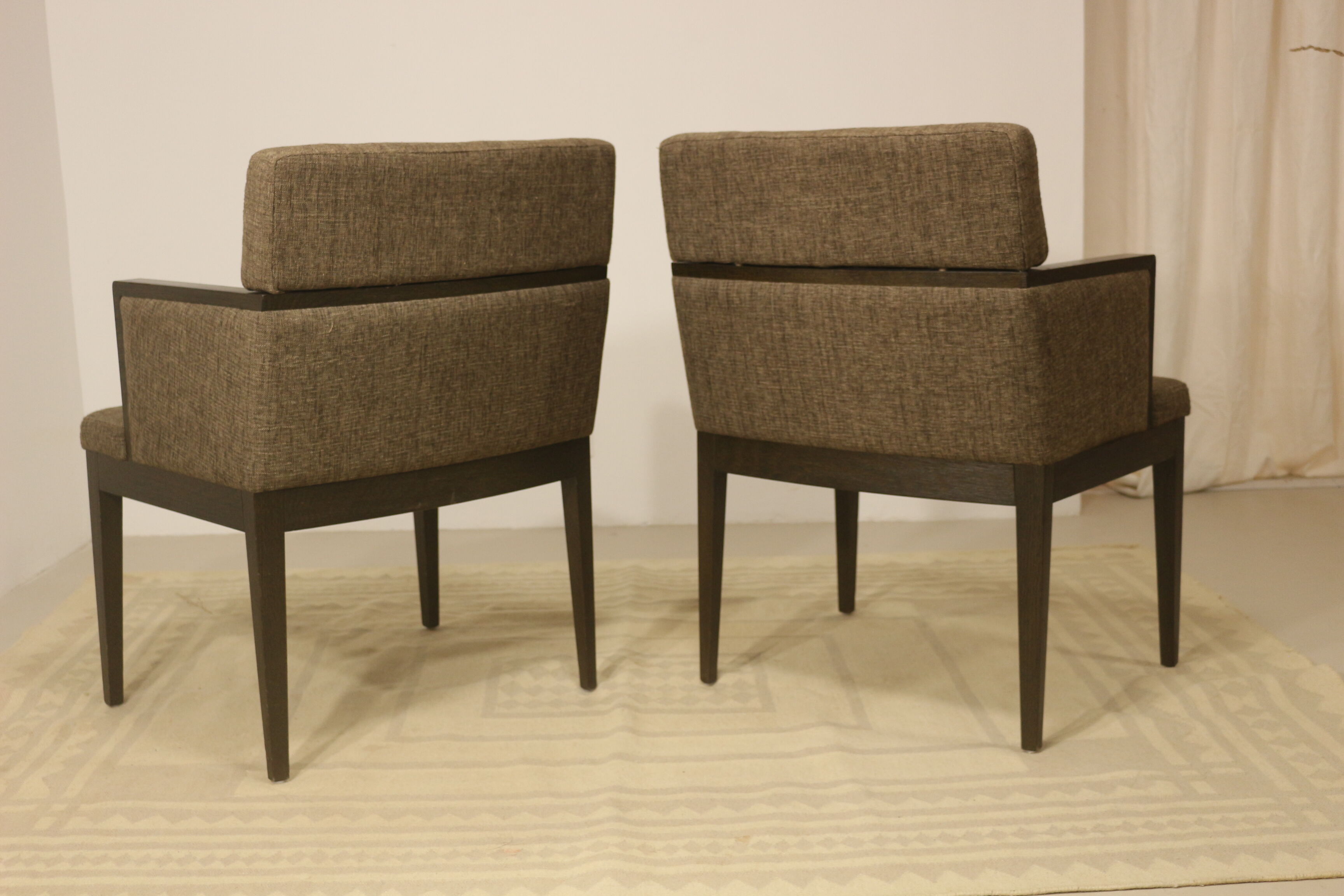 Pair of armchairs cube year 1960 fabric chiné brown color