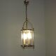 French vintage silver finished brass cylindrical glass 2 light hall lantern 3929