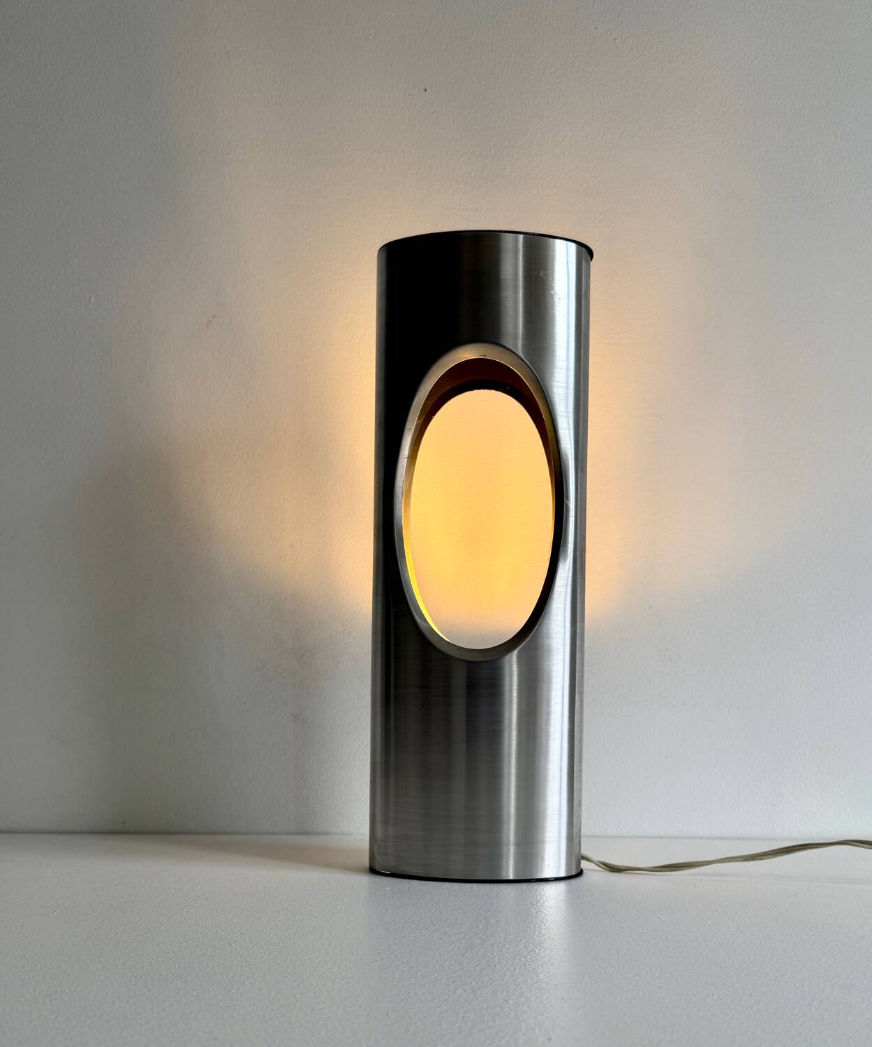 Vintage table lamp, aluminum, France 1970