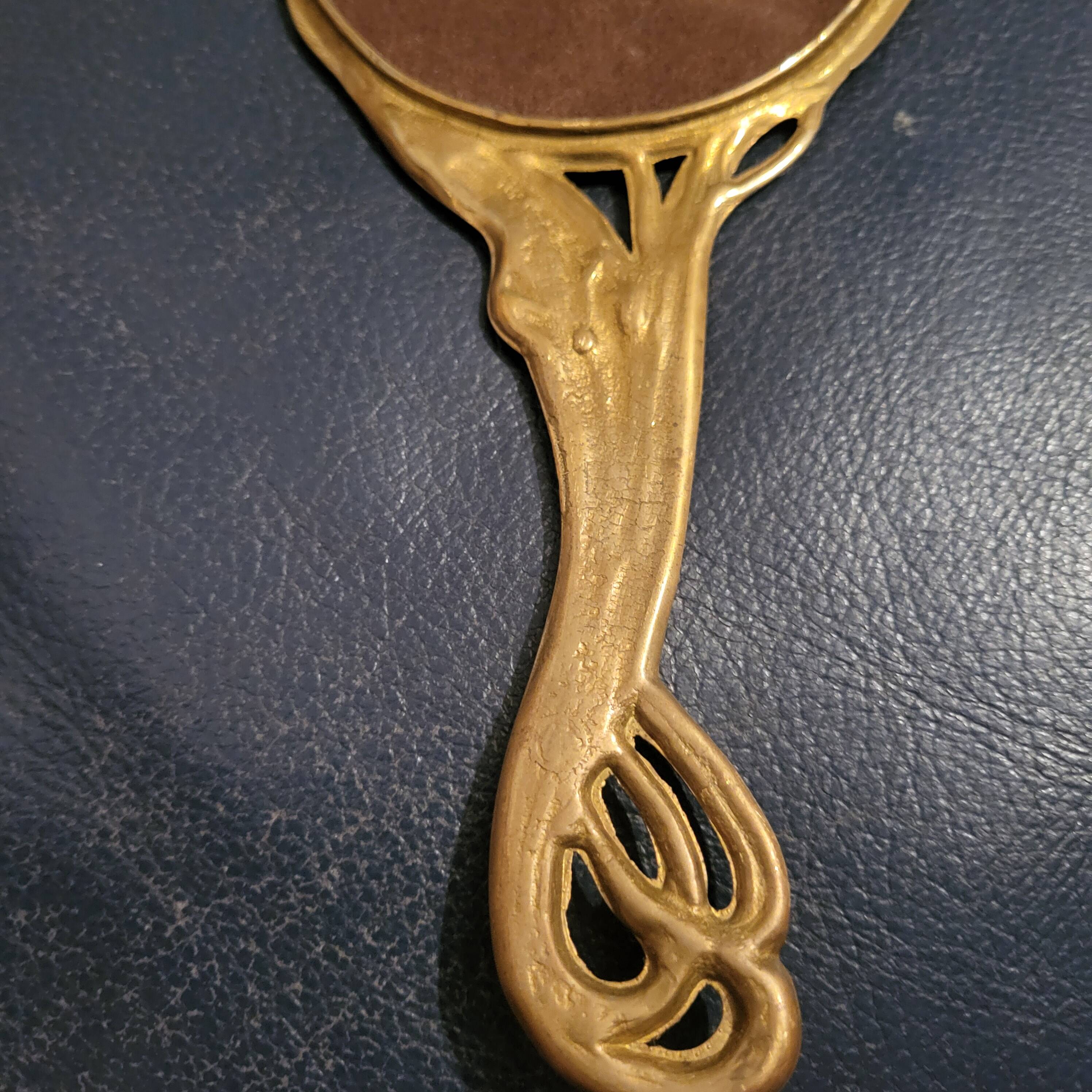 Brass vanity mirror, Art Nouveau style