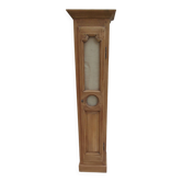 Small oak cupboard, the door dressed in burlap.