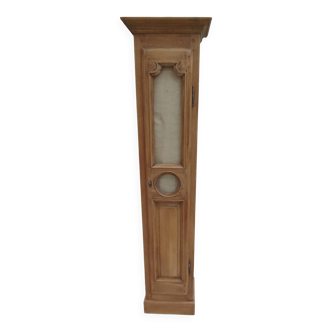 Small oak cupboard, the door dressed in burlap