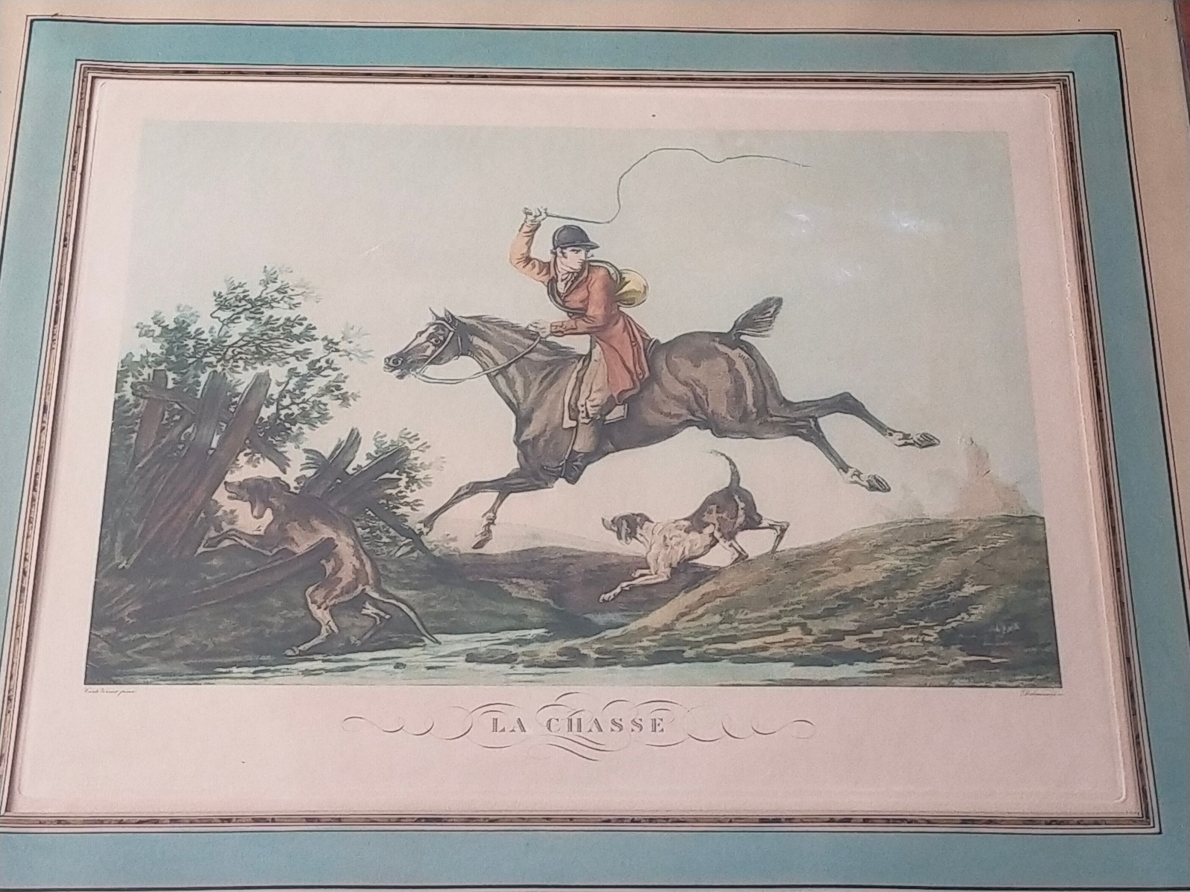 Table engraving carle vernet (1758-1836) the hunt engraved by debucourt