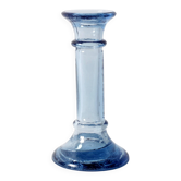 Vintage Blue Glass Candle Holder / Mid-century candlestick / Italy / 1980s