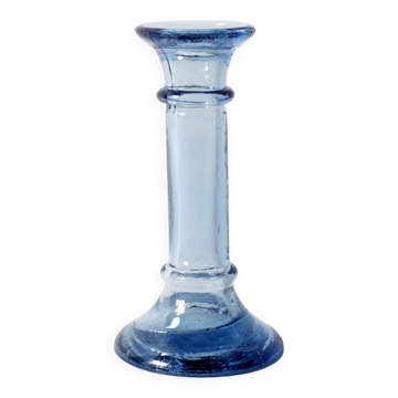 Bougeoir en verre bleu vintage / bougeoir des années 50 / Italie / années 1980