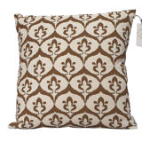 Housse de coussin ottoman style ikat ivoire / olive - 50 x 50