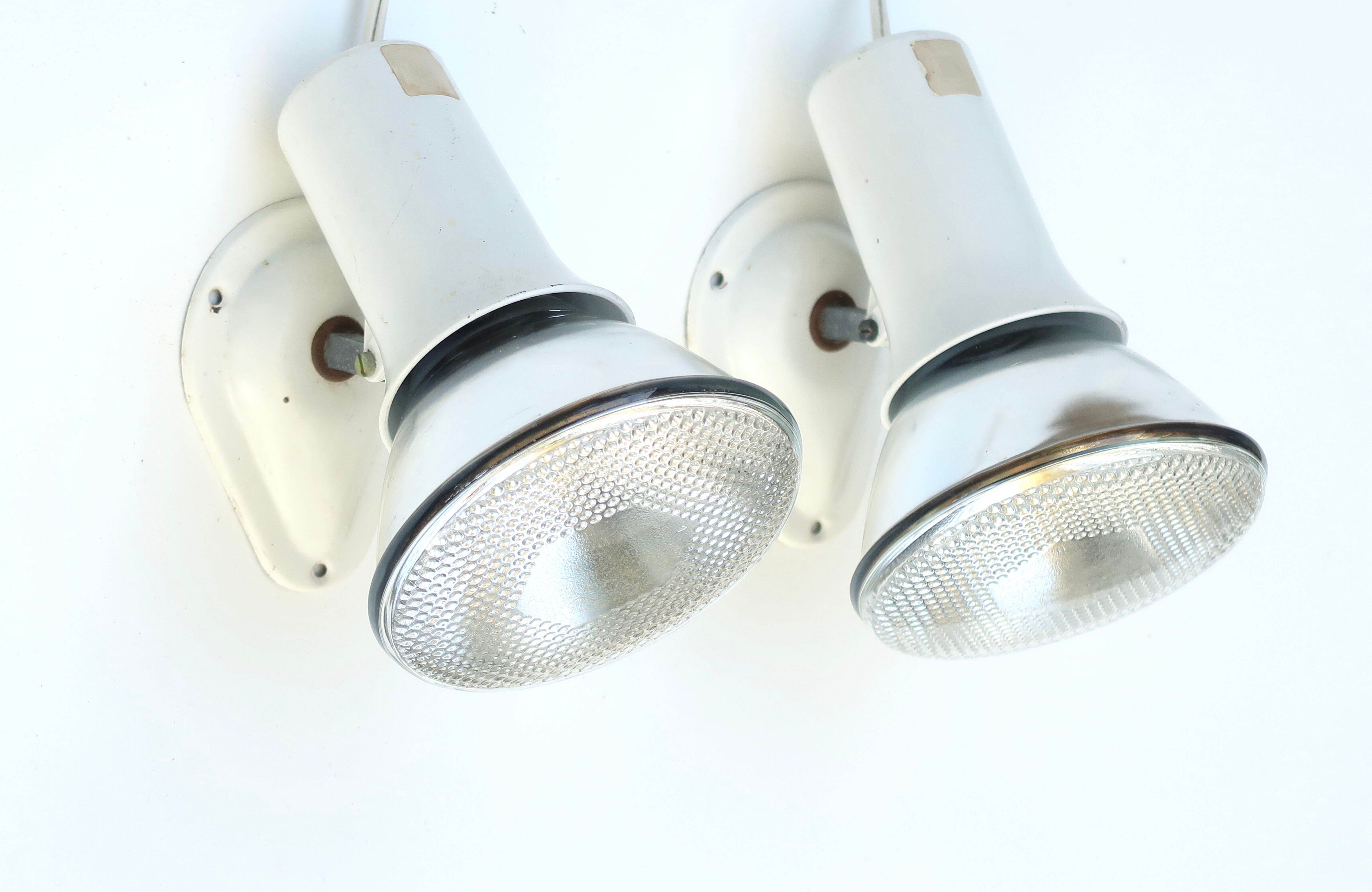 Pair of spots, white Lita wall lamps, 70s