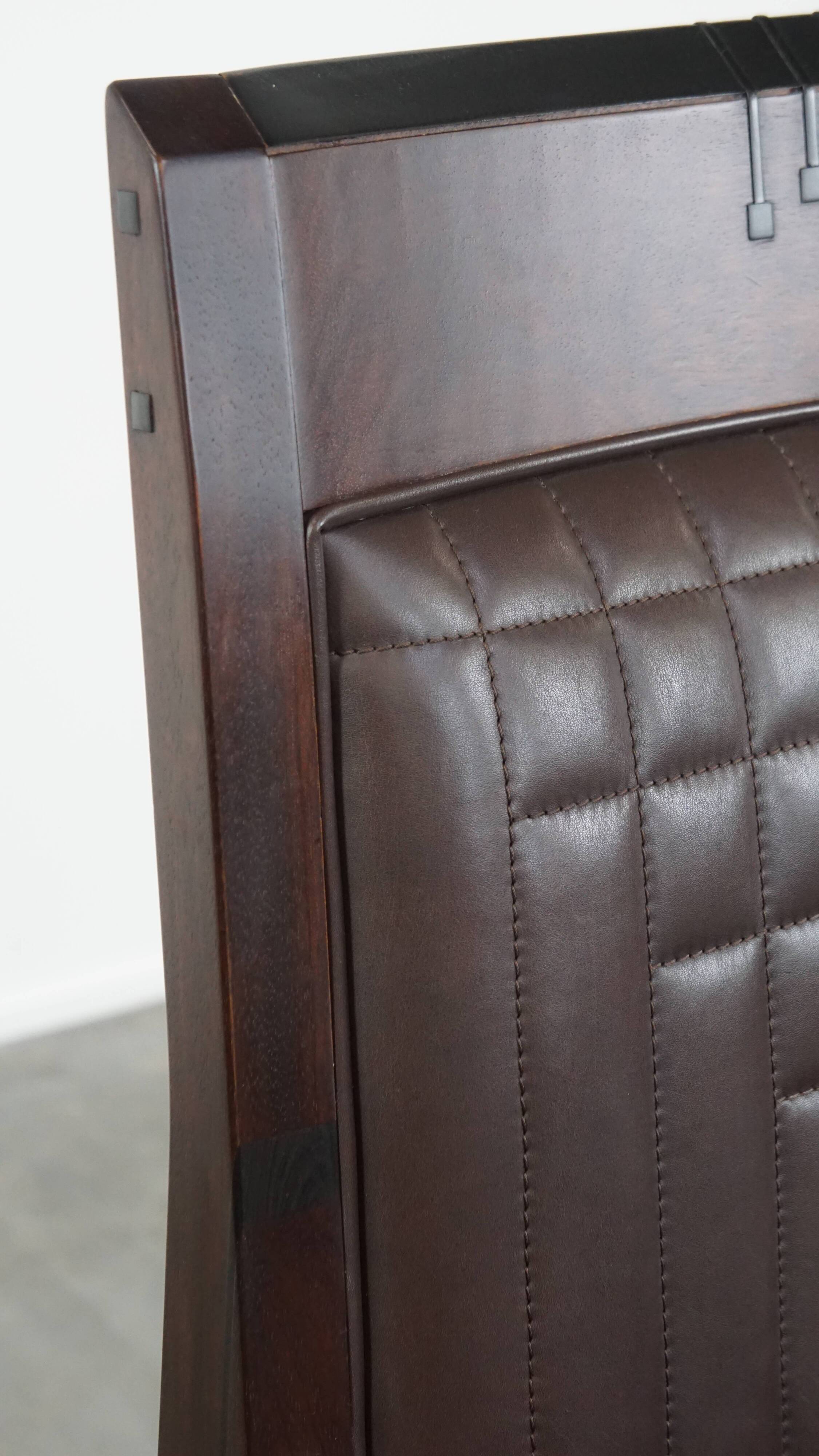 Art Deco armchair with dark brown leather