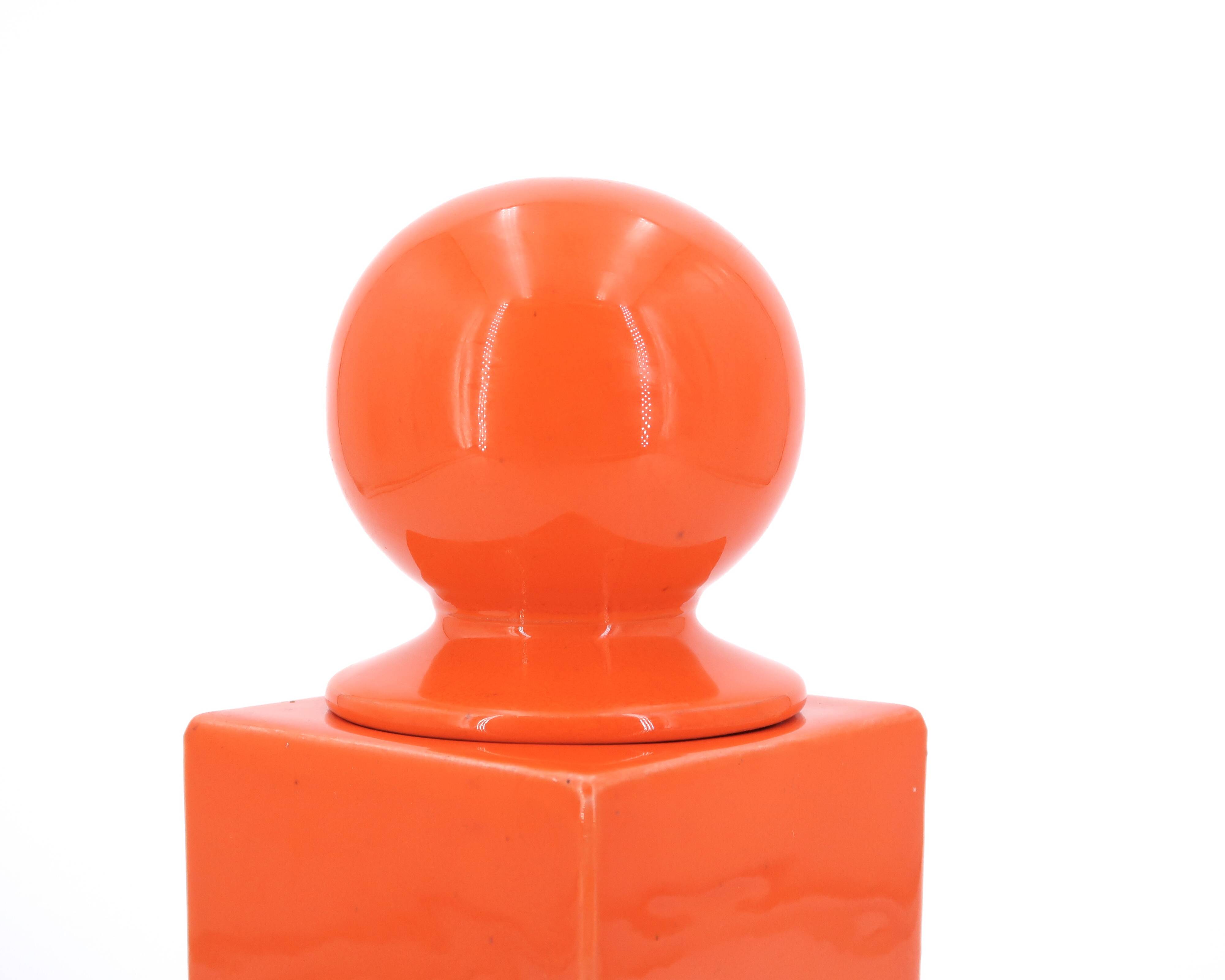 Orange ceramic box by Pino Spagnolo for Sicart Italy