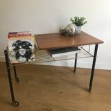 Vinyl rack side table with wheels