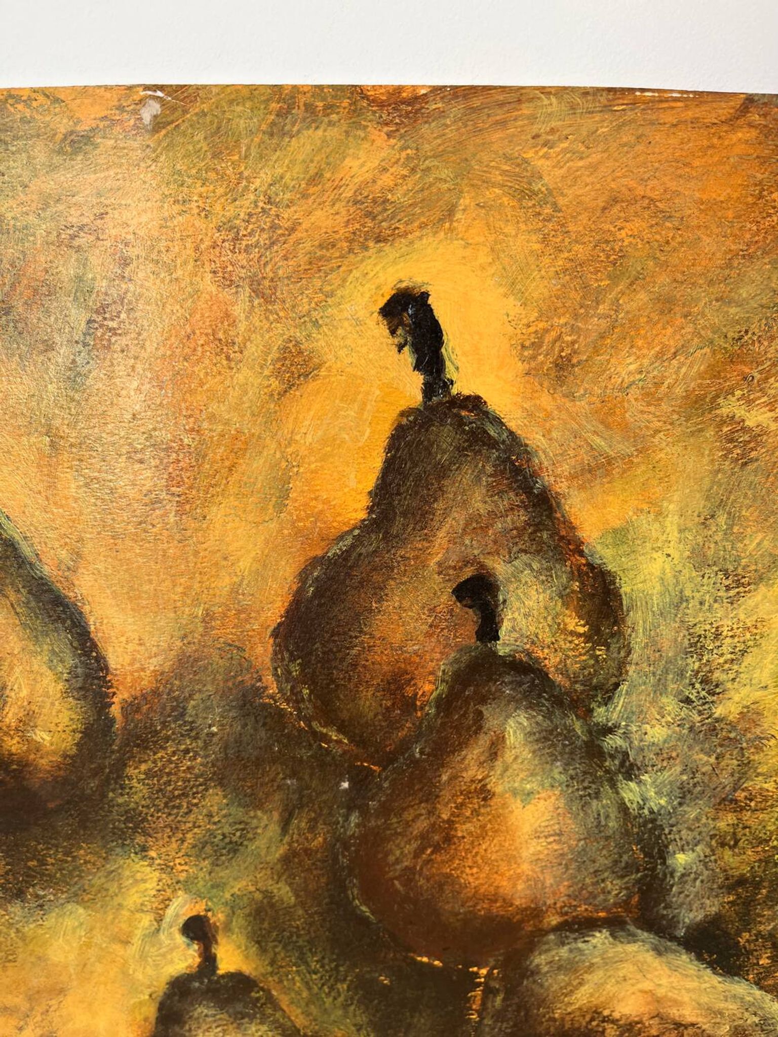 Still life with pears, watercolour on paper signed Françoise Persillon.