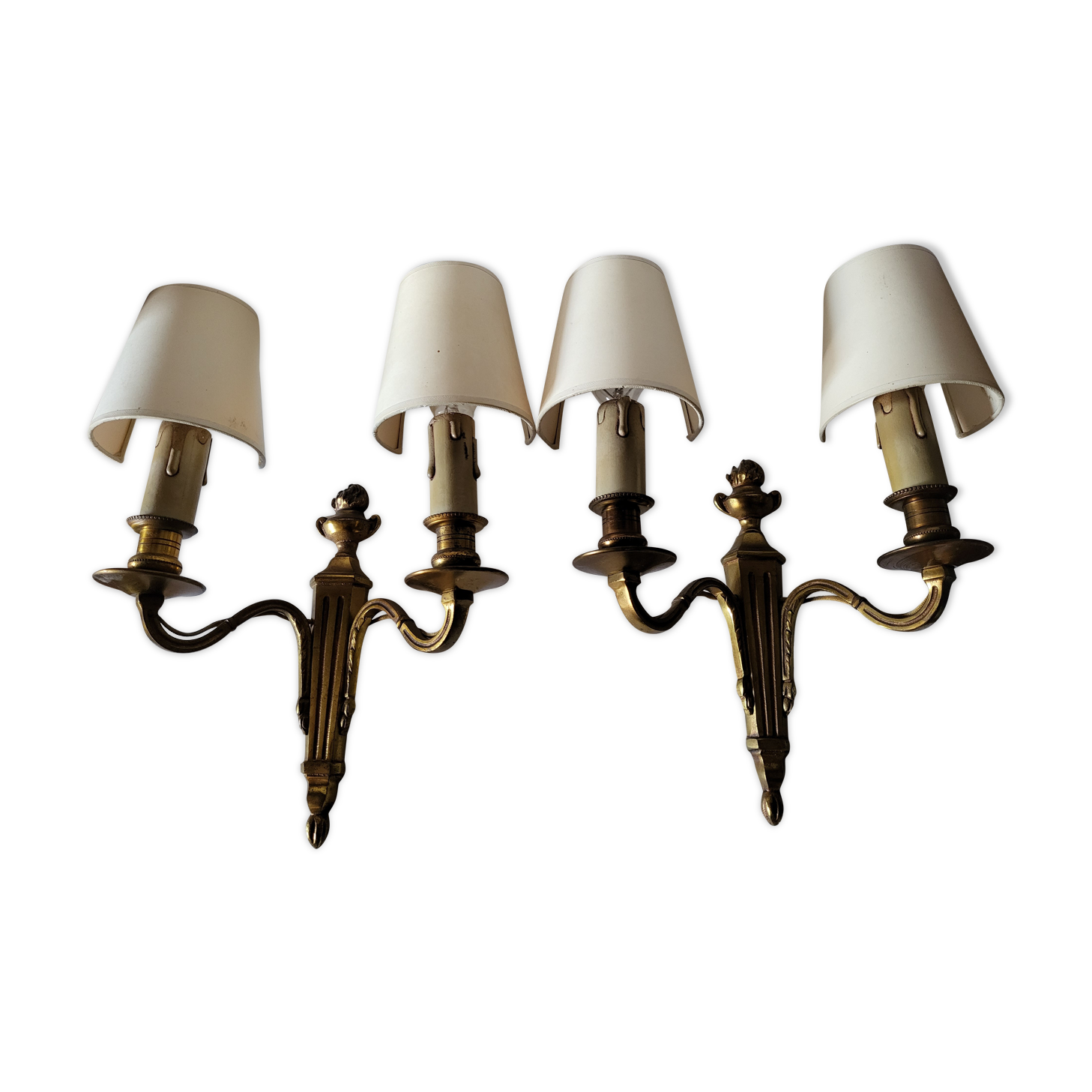 Pair of antique gilded iron wall lamps
