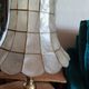 Large pagoda table lamp to place mother-of-pearl capiz brass base