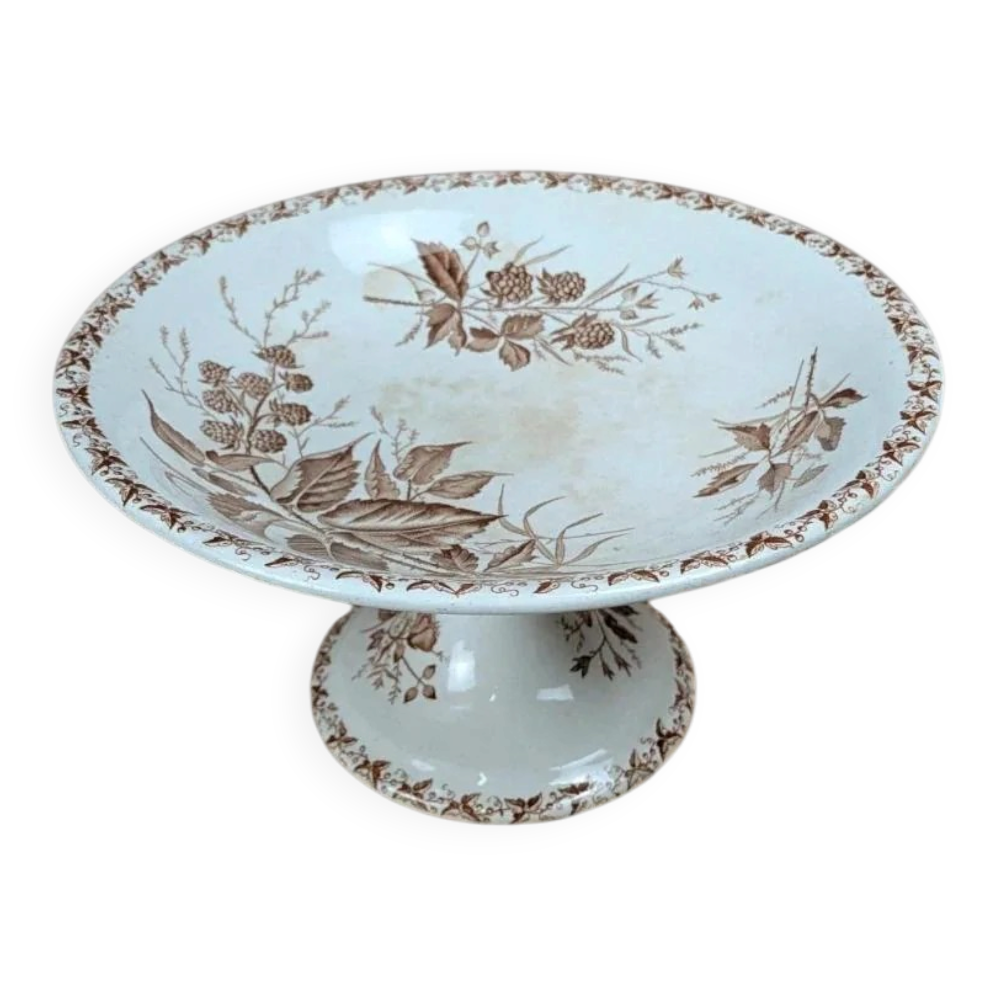 Antique compotier Badonviller model Blackberry in ironstone