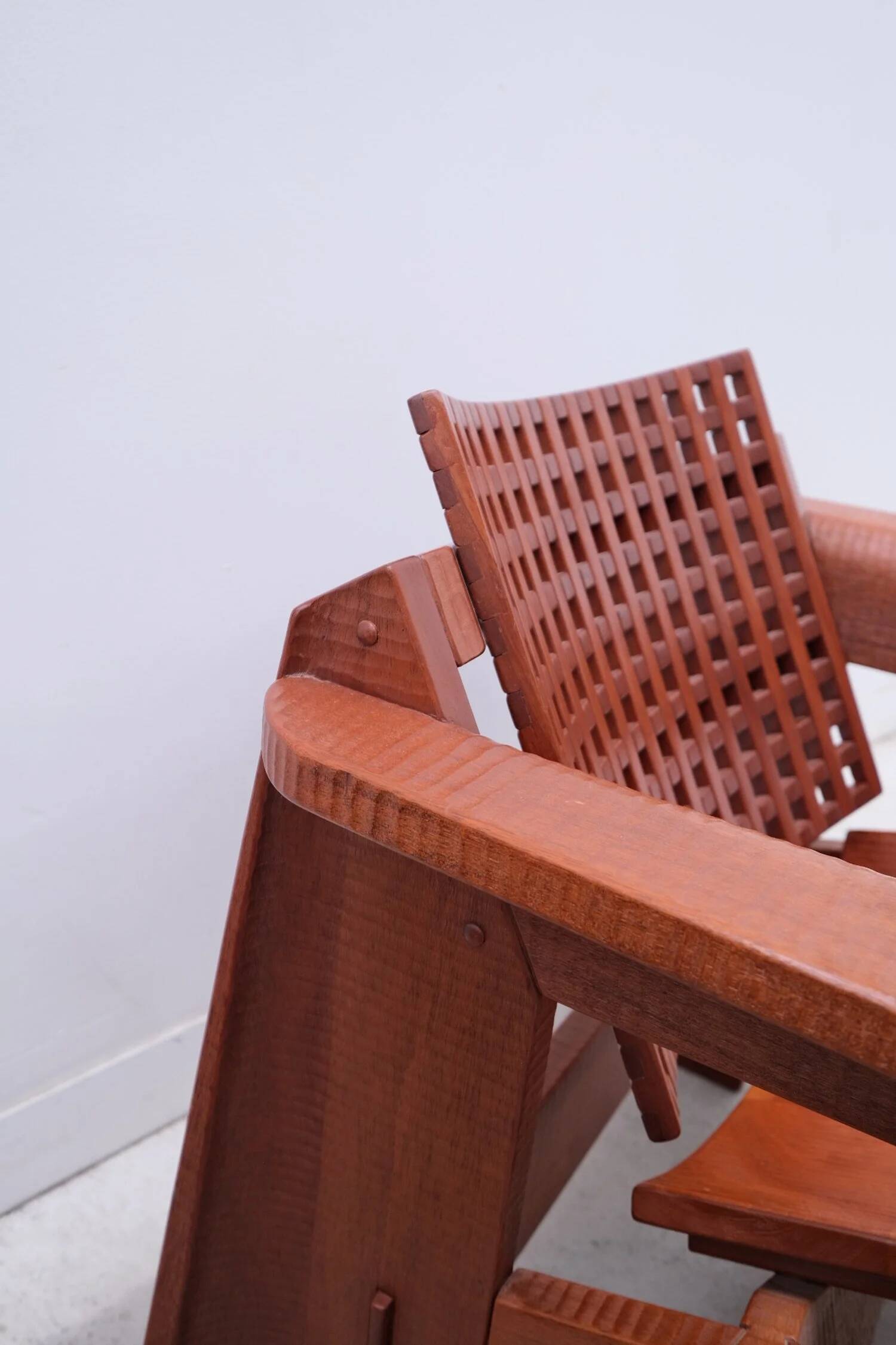 Pair of solid Lebanese cedar armchairs
