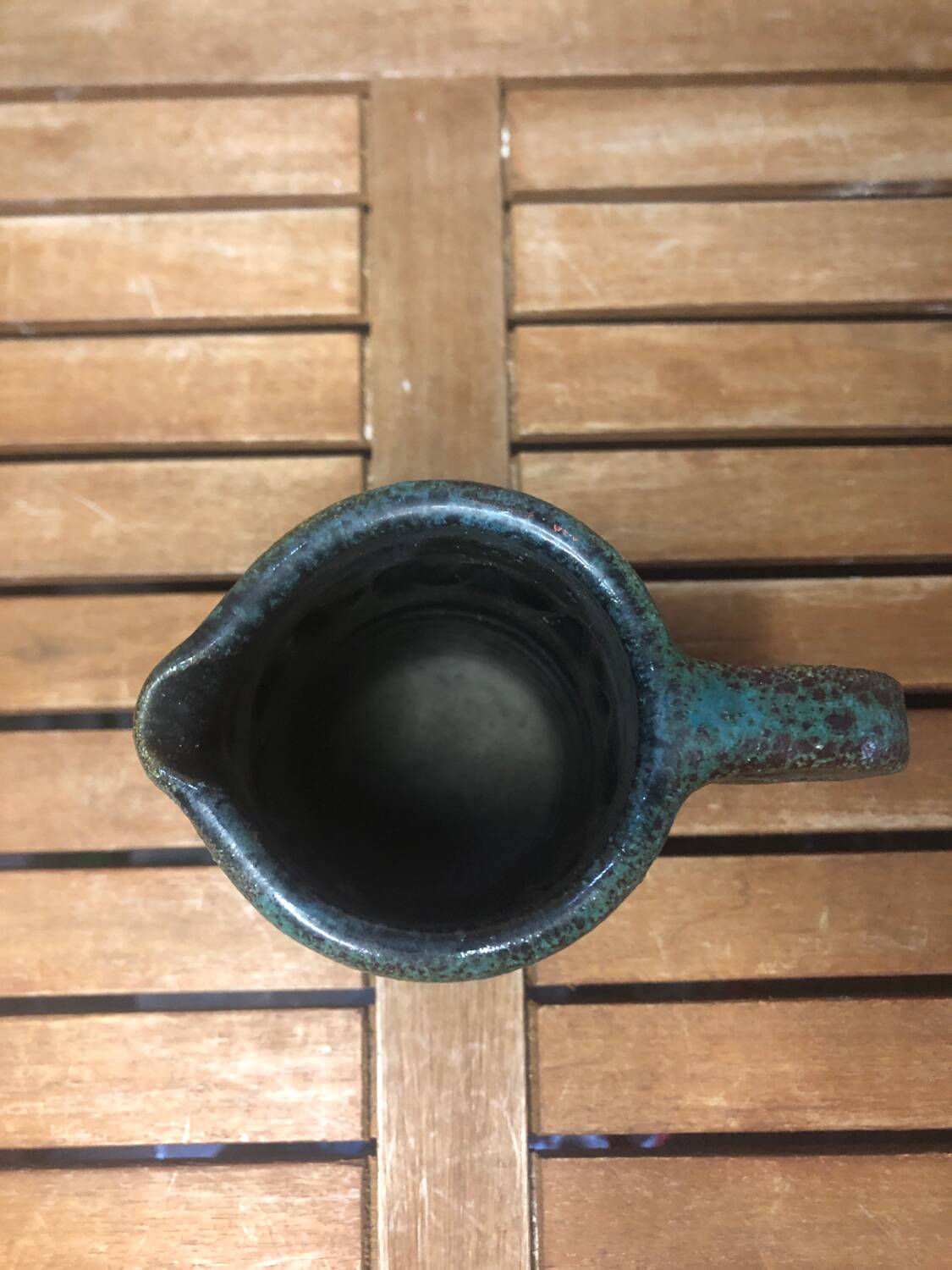 Old Vintage Brown & Green Ceramic Pitcher