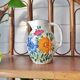 Pitcher vase shiny flowered ceramic